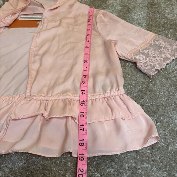 Tulle Vintage Inspired Pink Women's Sleep Blouse w/Lace Hooded Housecoat Size M - Picture 3 of 6